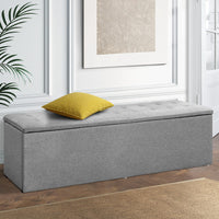 Thumbnail for Artiss Storage Ottoman Blanket Box Grey LARGE Fabric Rest Chest Toy Foot Stool