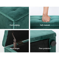 Thumbnail for Artiss Storage Ottoman Blanket Box 140cm Velvet Green