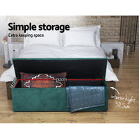 Thumbnail for Artiss Storage Ottoman Blanket Box 140cm Velvet Green