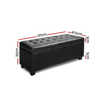 Thumbnail for Artiss PU Leather Storage Ottoman - Black