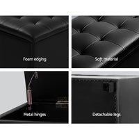 Thumbnail for Artiss PU Leather Storage Ottoman - Black