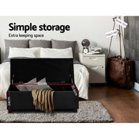 Thumbnail for Artiss PU Leather Storage Ottoman - Black