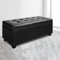 Thumbnail for Artiss PU Leather Storage Ottoman - Black