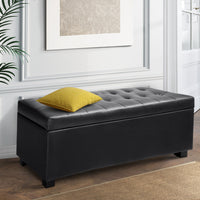 Thumbnail for Artiss PU Leather Storage Ottoman - Black