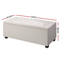 Thumbnail for Artiss Storage Ottoman Blanket Box 97cm Linen Beige