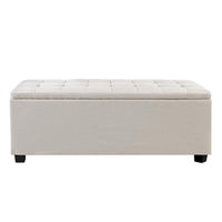 Thumbnail for Artiss Storage Ottoman Blanket Box 97cm Linen Beige