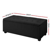 Thumbnail for Artiss Storage Ottoman Blanket Box Black Fabric Footstool Chest Couch Seat Toy