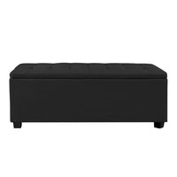 Thumbnail for Artiss Storage Ottoman Blanket Box Black Fabric Footstool Chest Couch Seat Toy