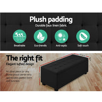 Thumbnail for Artiss Storage Ottoman Blanket Box Black Fabric Footstool Chest Couch Seat Toy