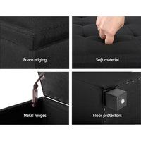 Thumbnail for Artiss Storage Ottoman Blanket Box Black Fabric Footstool Chest Couch Seat Toy