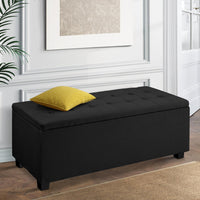 Thumbnail for Artiss Storage Ottoman Blanket Box Black Fabric Footstool Chest Couch Seat Toy