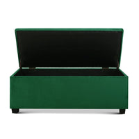 Thumbnail for Artiss Storage Ottoman Blanket Box 98cm Velvet Green