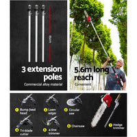 Thumbnail for Giantz Petrol Pole Chainsaw Brush Cutter Whipper Grass Hedge Trimmer Pruner