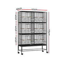 Thumbnail for i.Pet Bird Cage Large Aviary Cages Galvanised Parrot Stand Alone Wheels 175cm