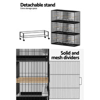 Thumbnail for i.Pet Bird Cage Large Aviary Cages Galvanised Parrot Stand Alone Wheels 175cm