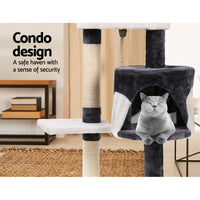 Thumbnail for i.Pet Cat Tree 112cm Trees Scratching Post Scratcher Tower Condo House Furniture Wood