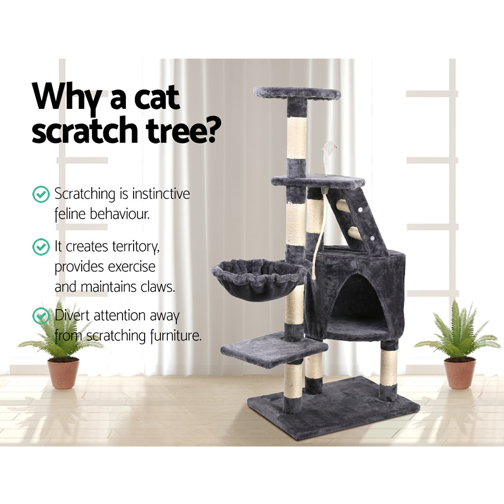 i.Pet 120cm Multi-Level Wooden Cat Tree - Premium Scratching Post, Tower & Condo House for Cats