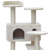 Thumbnail for i.Pet 134cm Beige Wooden Cat Tree - Premium Scratching Post, Tower & Condo House Lounge for Felines