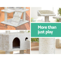 Thumbnail for i.Pet 134cm Beige Wooden Cat Tree - Premium Scratching Post, Tower & Condo House Lounge for Felines