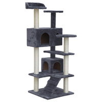 Thumbnail for i.Pet Cat Tree 134cm Trees Scratching Post Scratcher Tower Condo House Furniture Wood Grey