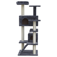 Thumbnail for i.Pet Cat Tree 134cm Trees Scratching Post Scratcher Tower Condo House Furniture Wood Grey