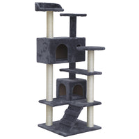 Thumbnail for i.Pet Cat Tree 134cm Trees Scratching Post Scratcher Tower Condo House Furniture Wood Grey