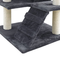 Thumbnail for i.Pet Cat Tree 134cm Trees Scratching Post Scratcher Tower Condo House Furniture Wood Grey