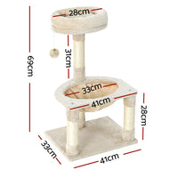 Thumbnail for i.Pet Cat Tree Tower Scratching Post Scratcher Wood Condo Toys House Bed 69cm