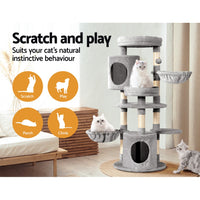 Thumbnail for i.Pet Cat Tree Tower Scratching Post Scratcher Wood Condo House Toys Bed 123cm