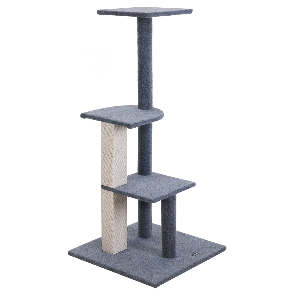 i.Pet 124cm Cat Tree with Wooden Steps - Deluxe Scratching Post, Tower & Condo House for Felines