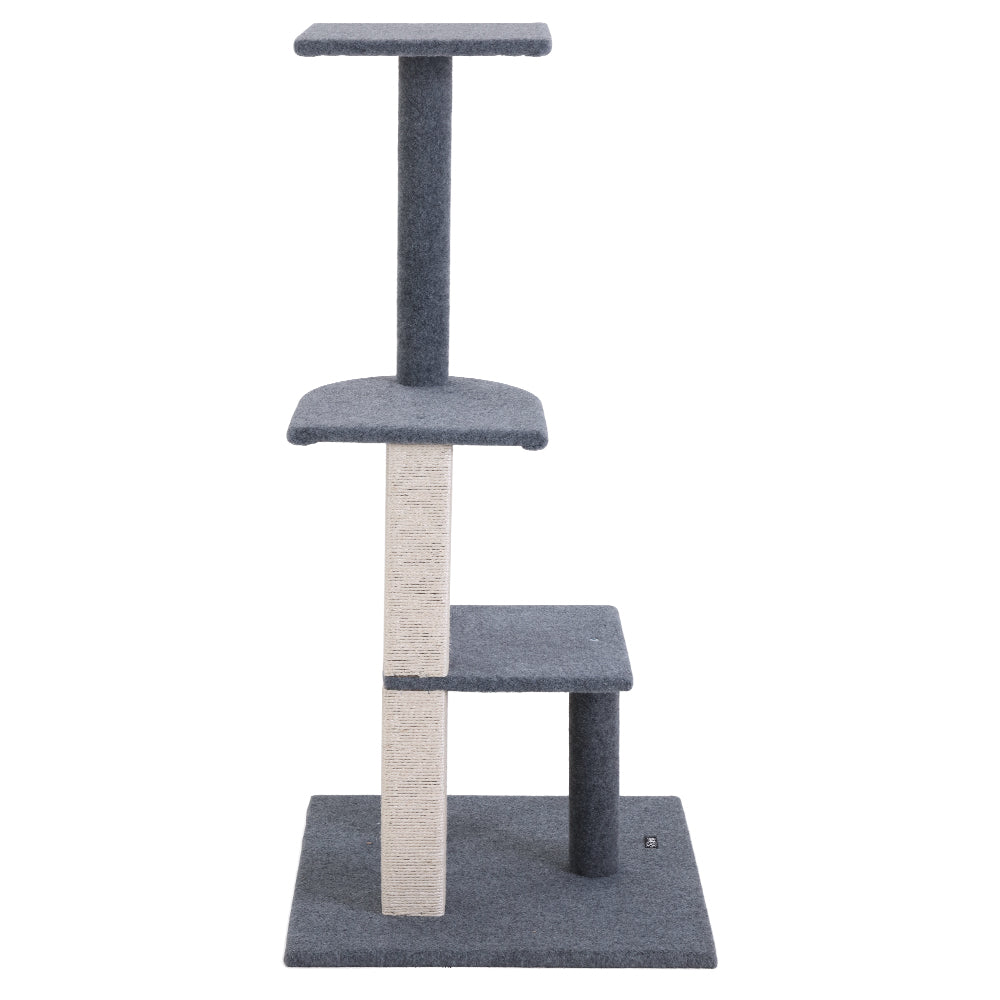 i.Pet 124cm Cat Tree with Wooden Steps - Deluxe Scratching Post, Tower & Condo House for Felines