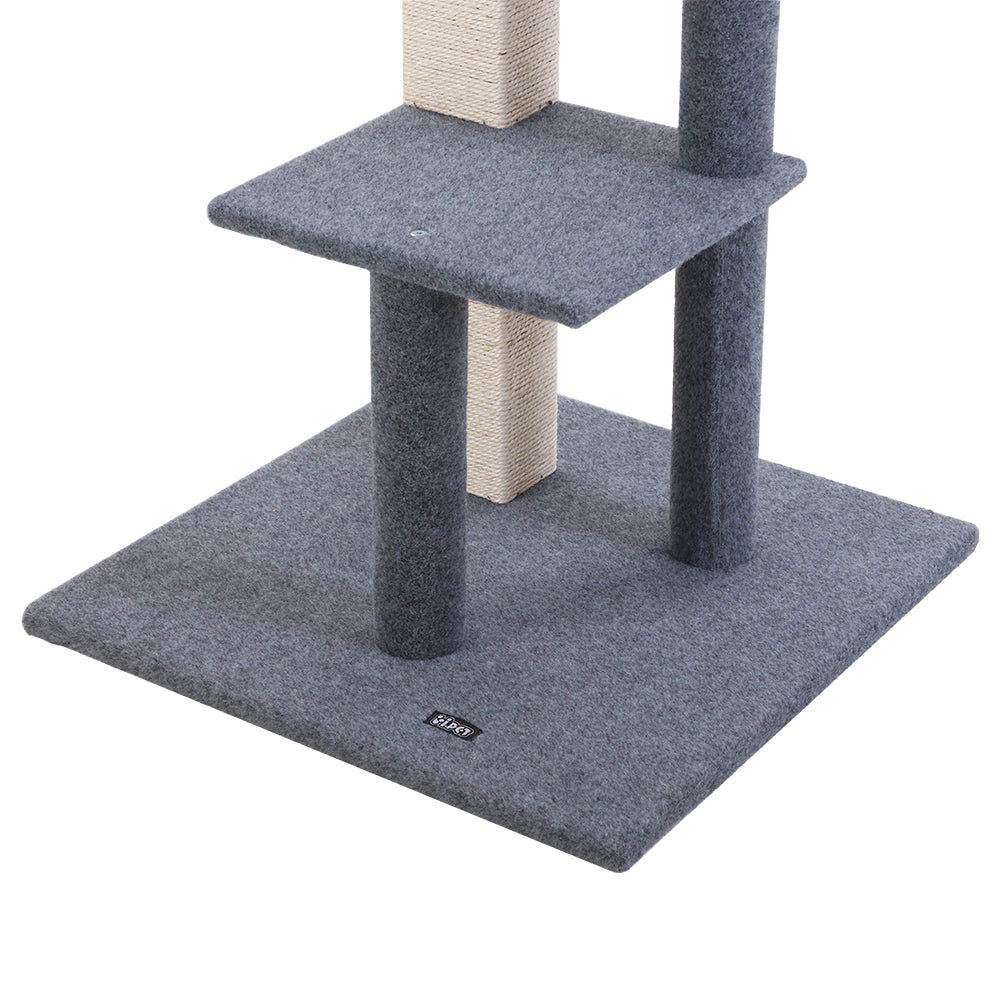 i.Pet 124cm Cat Tree with Wooden Steps - Deluxe Scratching Post, Tower & Condo House for Felines