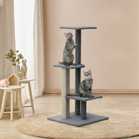 Thumbnail for i.Pet 124cm Cat Tree with Wooden Steps - Deluxe Scratching Post, Tower & Condo House for Felines