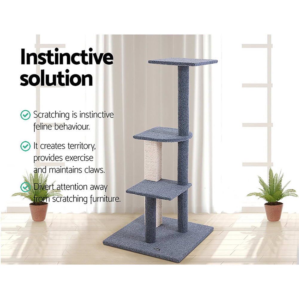 i.Pet 124cm Cat Tree with Wooden Steps - Deluxe Scratching Post, Tower & Condo House for Felines