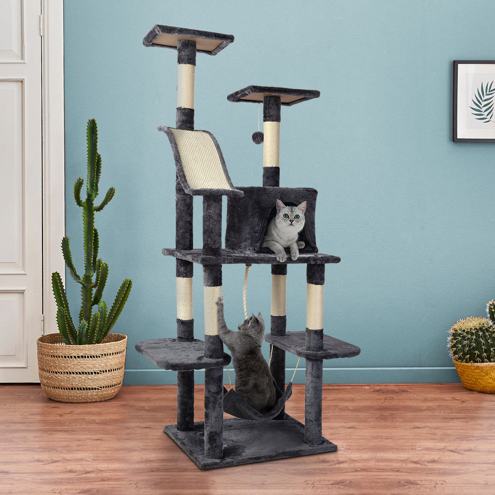 i.Pet 171cm Wooden Cat Tree - Premium Scratching Post, Tower & Condo House Oasis for Cats