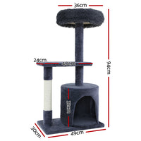 Thumbnail for i.Pet Cat Tree Scratching Post Scratcher Tower Condo House Grey 94cm