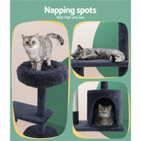 Thumbnail for i.Pet Cat Tree Scratching Post Scratcher Tower Condo House Grey 94cm