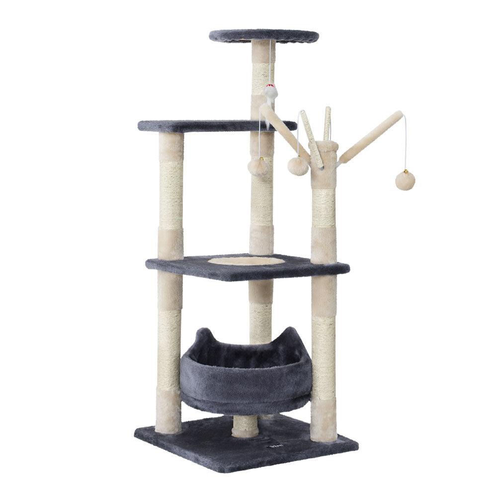 i.Pet 110cm Cat Tree - Premium Scratching Post, Tower & Condo House with Play Toys for Felines