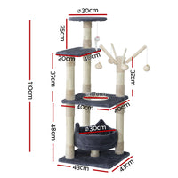 Thumbnail for i.Pet 110cm Cat Tree - Premium Scratching Post, Tower & Condo House with Play Toys for Felines