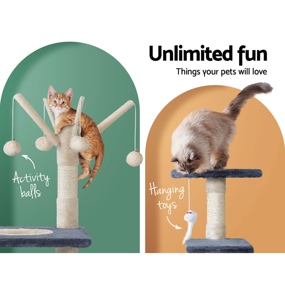 i.Pet 110cm Cat Tree - Premium Scratching Post, Tower & Condo House with Play Toys for Felines