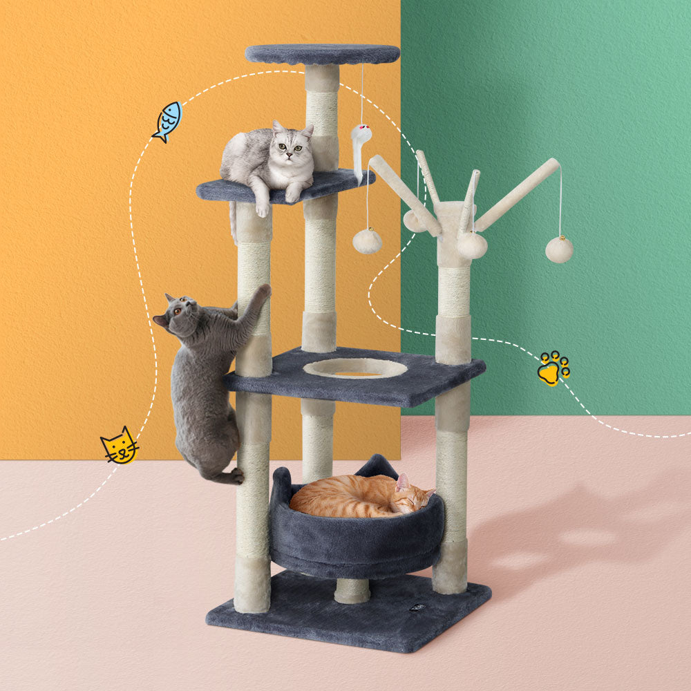 i.Pet 110cm Cat Tree - Premium Scratching Post, Tower & Condo House with Play Toys for Felines