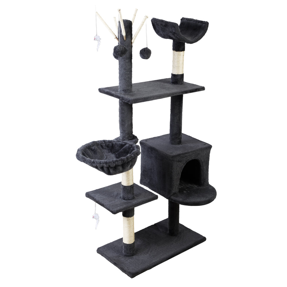 i.Pet 140cm Wooden Cat Tree - Premium Scratching Post, Tower & Condo House Lounge for Cats