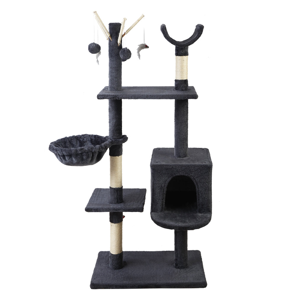 i.Pet 140cm Wooden Cat Tree - Premium Scratching Post, Tower & Condo House Lounge for Cats