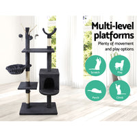 Thumbnail for i.Pet 140cm Wooden Cat Tree - Premium Scratching Post, Tower & Condo House Lounge for Cats