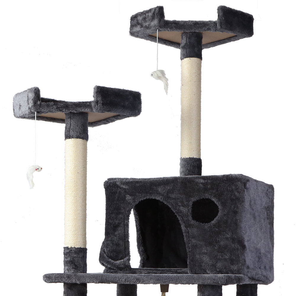 i.Pet 184cm Wooden Cat Tree - Deluxe Scratching Post, Tower & Condo House Oasis for Felines