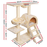 Thumbnail for i.Pet Cat Tree Trees Scratching Post Scratcher Condo Tower House Bed Beige 100cm