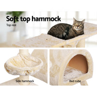 Thumbnail for i.Pet Cat Tree Trees Scratching Post Scratcher Condo Tower House Bed Beige 100cm