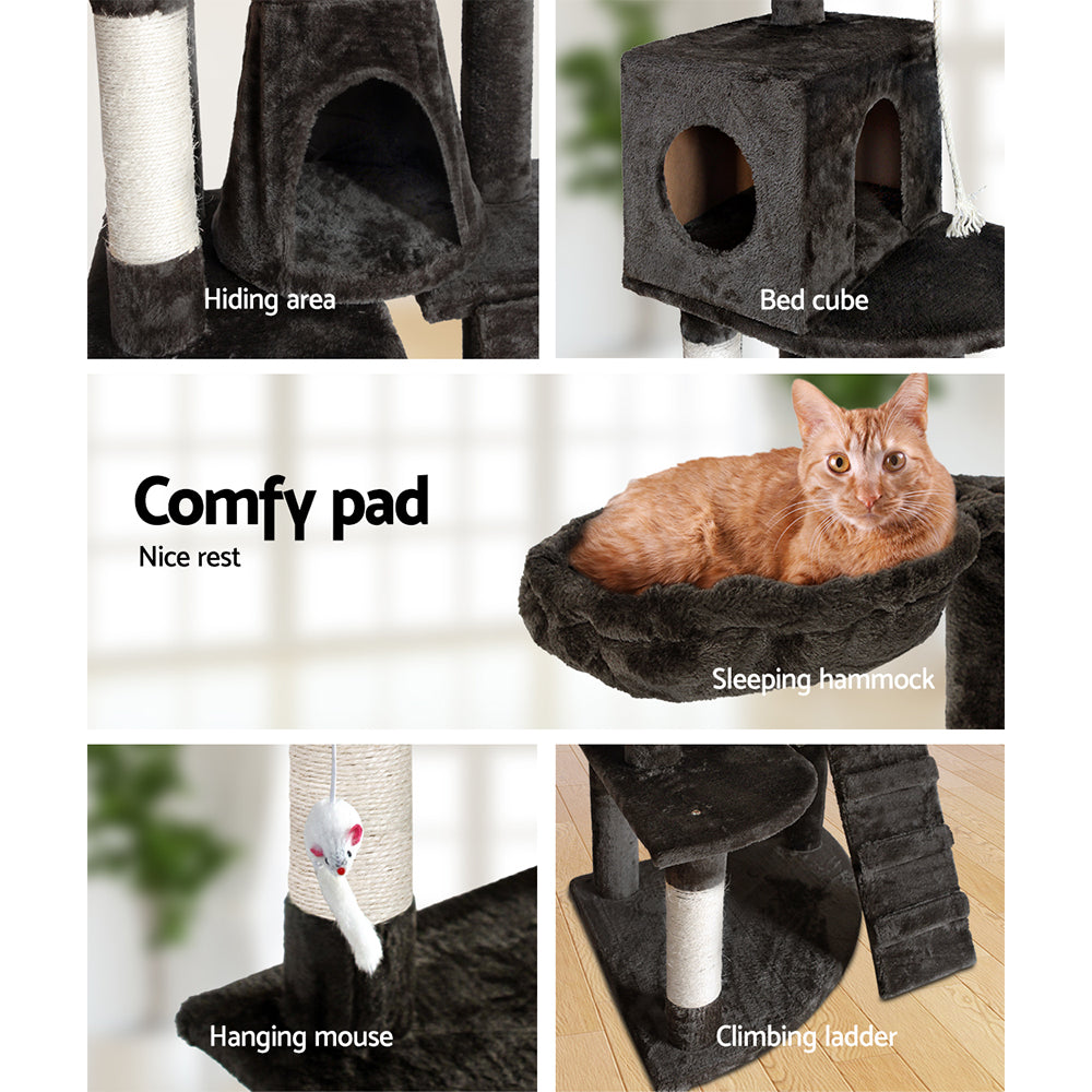 i.Pet 193cm Wooden Cat Tree - Premium Scratching Post, Tower & Condo House Retreat for Cats