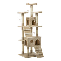 Thumbnail for i.Pet 180cm Beige Wooden Cat Tree - Premium Scratching Post, Tower & Condo House Lounge for Cats