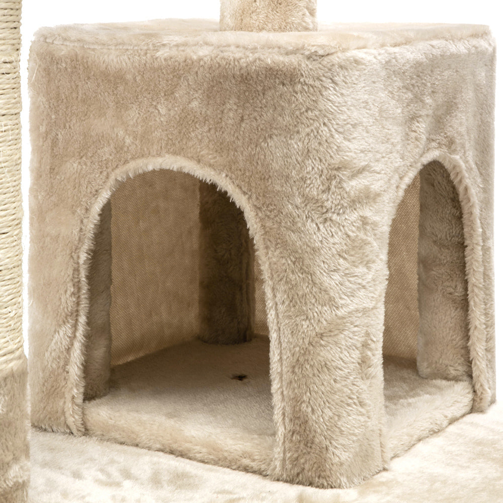 i.Pet 180cm Beige Wooden Cat Tree - Premium Scratching Post, Tower & Condo House Lounge for Cats